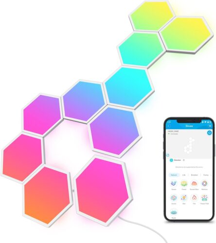 Govee Glide Hexa Light Panels, RGBIC Hexagon LED Wall Lights, Wi-Fi Smart Home Creative Wall Lights with Music Sync, Works with Alexa Google Assistant for Indoor Gaming Decor, 10 Pack