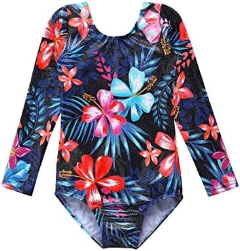 Gymnastics Leotards for Girls Sparkle Long Sleeve Leotards for Girls Gymnastics Toddler Dance Outfit Unitard Girl 2-10 Years