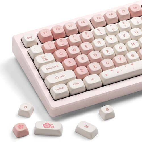 HITIME XVX Keycaps – Pink Cute PBT Keycaps, MOA Keycaps Dye-Sublimation, Custom Keyboard Keycaps 60 65 75 100 Percent for 100%, 75%, 65%, 60% Keyboard, 142 Keys Keycaps Set