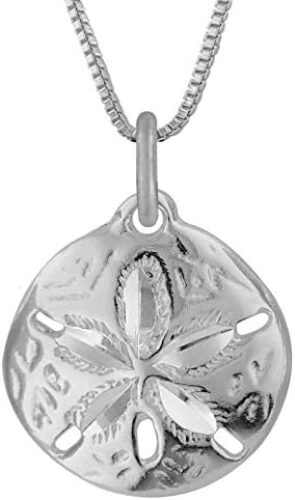 Hawaiian Silver Jewelry Pendant Necklace – 18 Inch Sand Dollars Pendant Charm – Premium Sterling Silver Craftsmanship – Modern and Elegant – Comfortable Women Jewelry Necklace