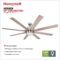Honeywell Ceiling Fans Xerxes Modern 62 Inch Ceiling Fan with Light, Remote Control Fan, LED Indoor Fan with 8 Blades, French Oak and Gray Oak Blade Finish Options, Brushed Nickel (50608-01)