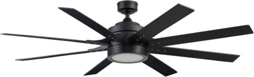 Honeywell Ceiling Fans Xerxes Modern 62 Inch Ceiling Fan with Light, Remote Control Fan, LED Indoor Fan with 8 Blades, Matte Black and Ash Blade Finish Options, Matte Black (51473-01)