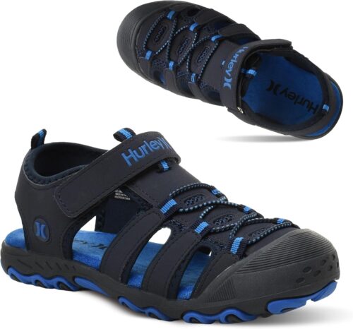 Hurley Kid’s and Toddlers Water Sandals – Beach Sandals for Boys and Girls, Lightweight Durable Closed Toe with Adjustable Upper for Outdoors, Water Play and Pool Champ