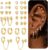 Hypoallergenic Small Gold Stud Earrings for Women 14K Gold Plated CZ Chain Hoops Hypoallergenic Earrings Dainty Clover Flower Heart Bow Stud Earrings for Jewelry Gift
