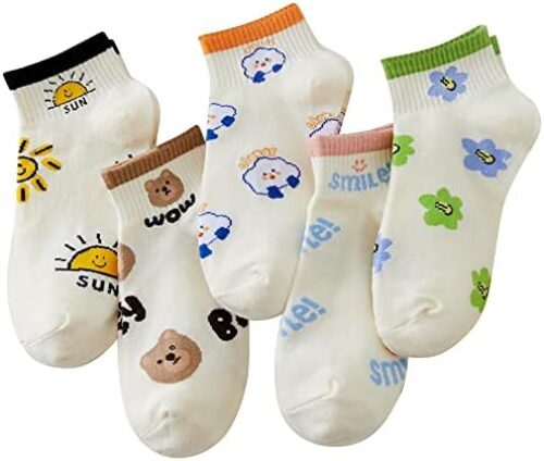 IIG 5 Pairs Womens Novelty No Show Socks Low Cut Funny Animal Cotton Ankle Socks
