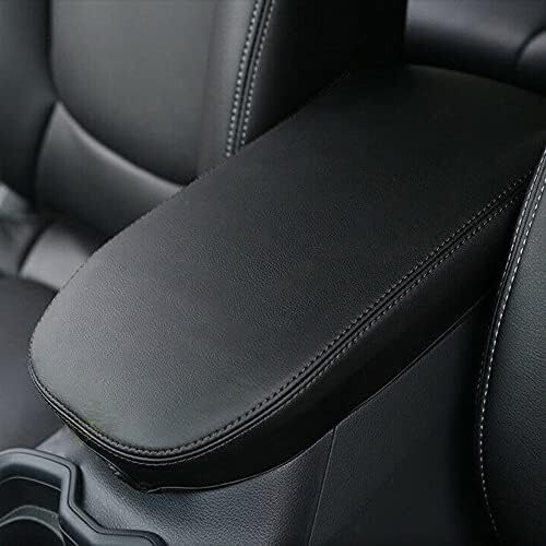 INTGET Center Console Armrest Cover for Toyota RAV4 Accessories 2024 2023 2022 2021 2020 2019 Leather Middle Console Lid Cover Pad Protector Elbow Arm Rest Covering Carr(Black)