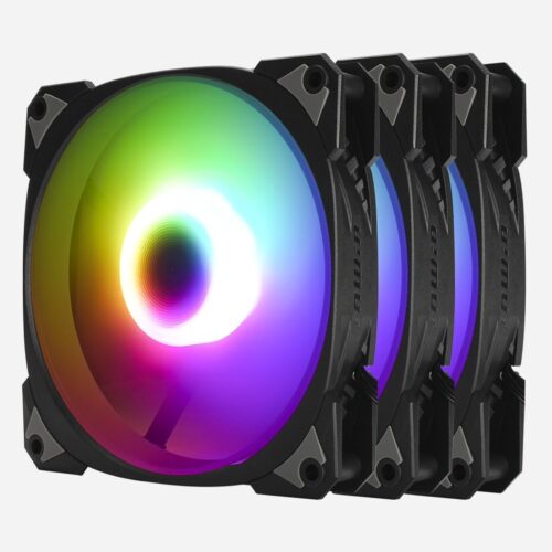 InWin Neptune AN140-3PK, 140mm PWM ARGB Fans, Triple Pack, Customizable Lighting, Static Pressure, 5V-3PIN Addressable RGB, Motherboard SYNC with 5V-3PIN, up to 1800PWM, Black