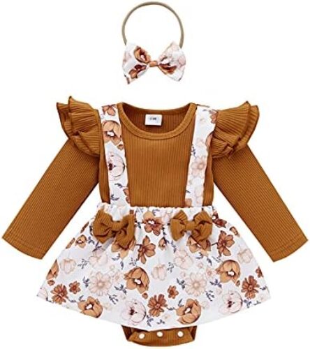 Infant Baby Girl Bodysuits Romper Lace Sweater Onesie Shorts Ruffle Long Sleeve Newborn Fall Winter Clothes