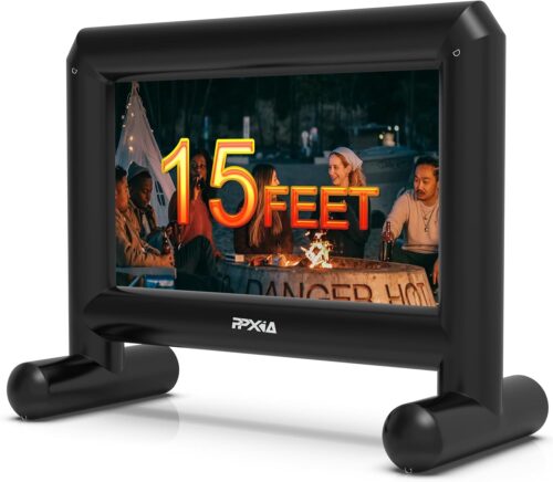 Inflatable Projector Screen for Outside 15ft Blow Up Movie Screen Outdoor with Air Blower, Easy Set Up Inflatable TV Home Theather for Backyards Movie Nights Party Fun, Support Front Rear Projection
