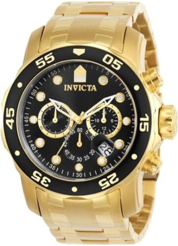Invicta Men’s Pro Diver Collection Chronograph 18k Gold-Plated Watch (Model: 0072, 21954, 21958)