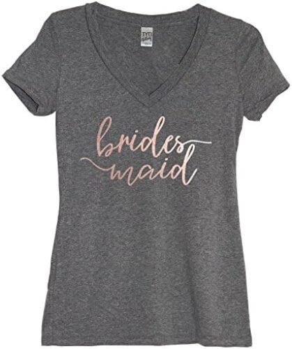 It’s Your Day Clothing Rose Gold Bridal Party Women’s Heather Gray V Neck Shirt