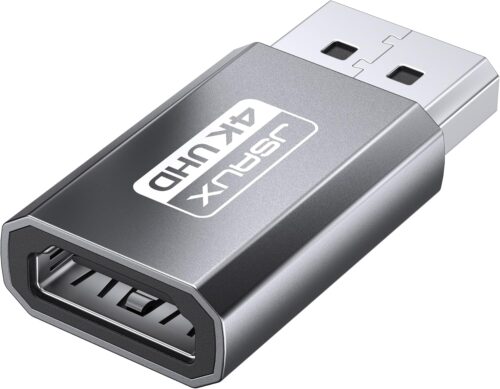 JSAUX 4K DisplayPort to HDMI Adapter, DP PC to HDMI Monitor Converter Video UHD 2K@120Hz,4K@30 DP to HDTV Male to Female Uni-Directional Adapter Compatible for Dell, Lenovo, HP,GPU, AMD -Grey