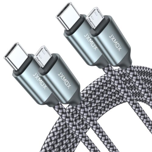 JXMOX USB C to Micro USB Cable, (3.3ft 2-Pack) Type C to Micro USB Charger Cord, Support Charge & Sync Compatible with Kindle/PS4/Xbox One/Android Phone and Samsung S7 S6 S5 and Micro USB Devices