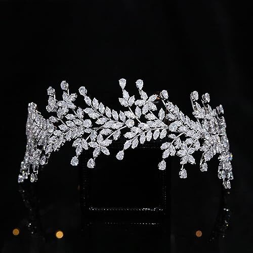 Jorsnovs Fashion CZ Zircon Wedding Headband for Bride Headpieces Cubic Zirconia Tiaras Bridal Hair Accessories for Women Girl