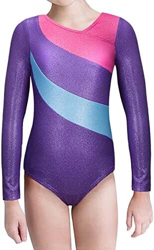 Kaylre Gymnastics Leotards for Girls Long Sleeve Kids Ballet Dance Wear Sparkle Unicorn Rainbow Fancy Mermaid Ribbons
