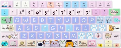 Keyboard Cover Skin for 2021-2024 MacBook Pro 14”/16” (Model: A2442 A2485 A2992 A2779 A2780 A2991 A2918 M1 M2/M3 Pro Pro/Max) M2 MacBook Air 13”/15” (Model:A2681 A3113 A2941 A3114)Cute Cat