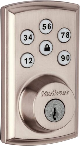 Kwikset 98880-004 SmartCode 888 Smart Lock Touchpad Electronic Deadbolt Door Lock with Z-Wave Plus Featuring SmartKey Security in Satin Nickel, Medium