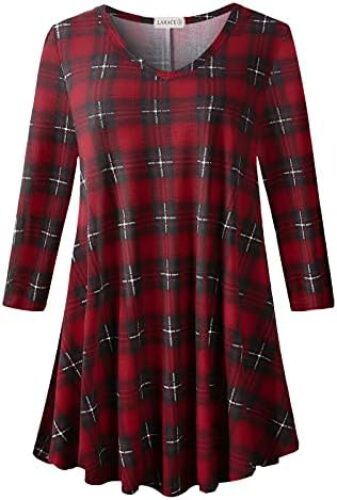 LARACE Tunics 3/4 Sleeve Plus Size Tops for Women V Neck Loose Fit Flowy Clothing for Leggings