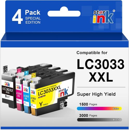 LC3033XXL Ink Cartridges Super High-Yield Replacement for Brother LC3033 LC-3033 LC3035(BK/C/M/Y) Ink Cartridge Compatible with MFC-J995DW MFC-J805DW MFC-J815DW Printer(4 Packs)