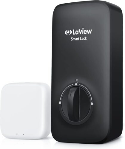 LaView Bluetooth Enabled Door Lock, Wireless & Keyless Entry Smart Door Lock, Alexa and Google Assistant-Enabled Smart Lock, Auto-Lock, Unlock Tracking, LaView App Control, Fits on Most Deadbolts