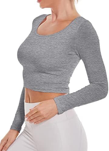 Long Sleeve Shirts for Women Workout Tops Yoga Crop Top Casual Sexy T Shirts for Teen Girls