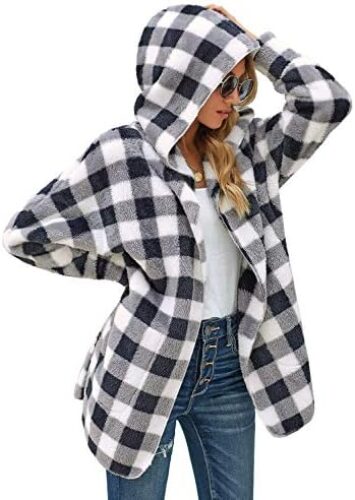 LookbookStore Women’s Oversized Open Front Hooded Draped Pockets Cardigan Coat