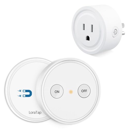 LoraTap Mini Remote Control Outlet Plug Adapter with Remote, 656ft Range Wireless Light Switch for Household Appliances, No Hub Required, 10A/1100W, White, 2 Years Warranty