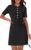MEROKEETY Women’s Knit Bodycon Sweater Dress Button Short Sleeve Crew Neck Elegant Formal Mini Dress