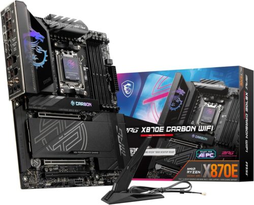 MSI MPG X870E Carbon WiFi Gaming Motherboard (AMD Ryzen 9000/8000/7000 Series Processors, AM5, DDR5, PCIe 5.0, M.2 Gen5, SATA 6Gb/s, USB 40Gbps, HDMI, Wi-Fi 7, Bluetooth 5.4, 5Gbps LAN, ATX)
