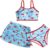 MakeMeChic Girl’s 3 Piece Bikini Set Bow Swimsuit Spaghetti Strap Cute Bathing Suit with Ruched Cover Up Skirt