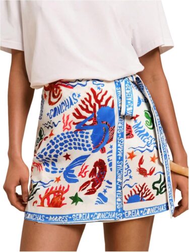 MakeMeChic Women’s Wrap Skirt Skort Summer Linen Skirt Vacation Boho Mini Short Skirts