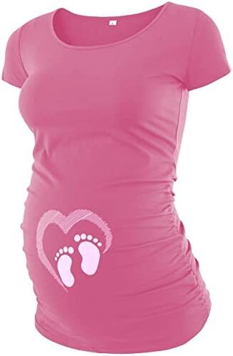 Maternity T Shirts for Women – Cute Funny Graphic Pregnancy Gifts for First Time Moms Ruched Sides Tops