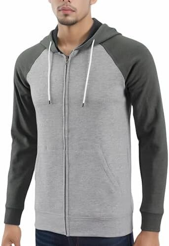 Men’s Vintage Soft Fleece Full Zip Up Workout Active Sports Fashion Hooded Sweatshirt Hoodie