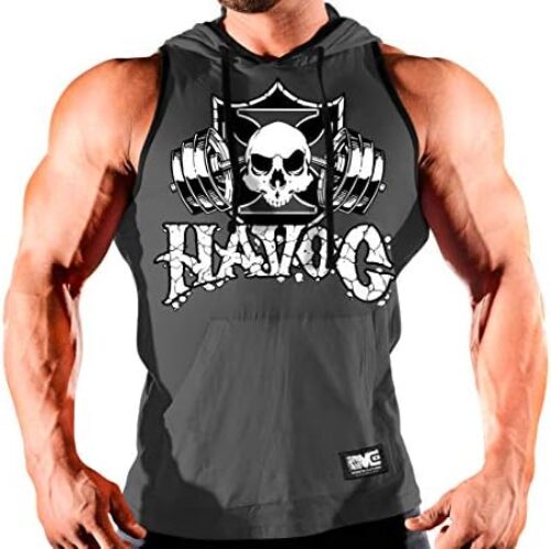 Men’s Workout (Havoc Rough Barbell) Gym Hooded Tank Top
