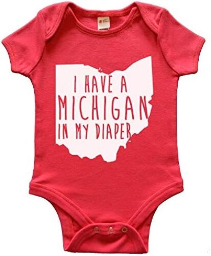 Michigan in My Diaper Funny Sports State of Ohio Football Baby One Piece