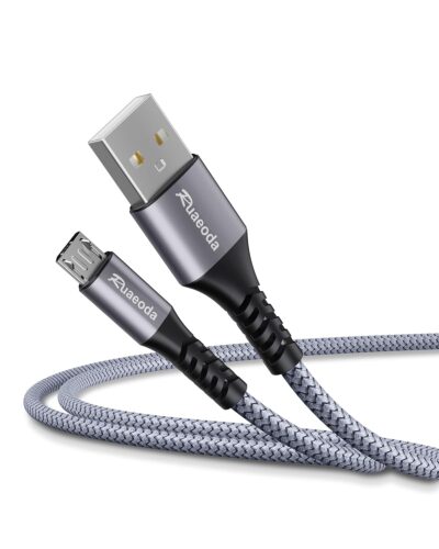 Micro USB Cable Android Charger 6ft 2PACK PS4 Charger Cable – High Speed 2.0 USB A Male to Micro USB Nylon Braided Cable for Android Phone
