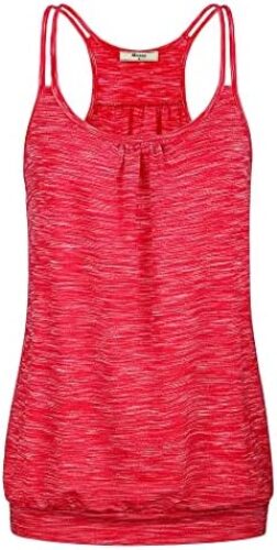 Miusey Womens Yoga Tank Tops Loose Fit Spaghetti Strap Banded Bottom Workout Shirts