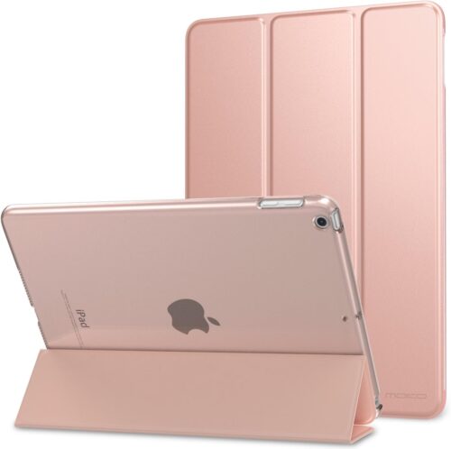MoKo Case Fit 2018/2017 iPad 9.7 5th / 6th Generation – Slim Lightweight Smart Shell Stand Cover with Translucent Frosted Back Protector Fit Apple iPad 9.7 Inch 2018/2017, Rose Gold(Auto Wake/Sleep)