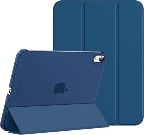 MoKo for iPad (A16) 11th Generation Case 11 Inch 2025, iPad 10th Generation Case 10.9 Inch 2022, Slim Stand Hard PC Translucent Back Shell Smart Cover, Support Touch ID, Auto Wake/Sleep, Dark Sea Blue