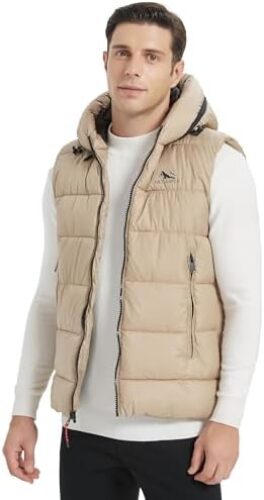 Molemsx Men’s Quilted Puffer Vest Thicken Warm Winter Coat with Hood Size XS To 3XL(Multicolor)