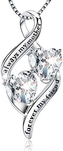 Mother’s Birthday Gifts 925 Sterling Silver Love You Mom Heart Infinity Pendant Necklace for Women Nana