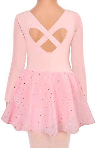 Move Dance Girls Dance Leotards With Tutu Ruffle Sleeves Ballet Outfits Clothes With Hollow Back for 3-8 Years