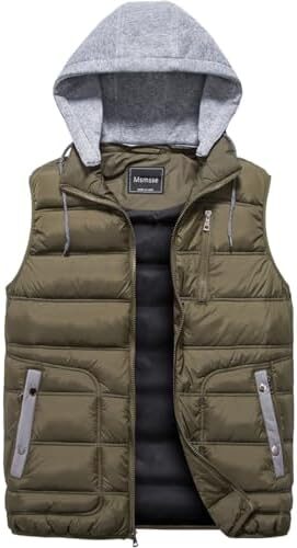 Msmsse Men’s Puffer Vests Outerwear Winter Vest for Men Lightweight Windproof Hooded Vest for Golf Running