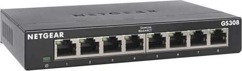 NETGEAR 8-Port Gigabit Ethernet Unmanaged Essentials Switch (GS308) – Home Network Hub, Office Ethernet Splitter, Plug-and-Play, Silent Operation, Desktop or Wall Mount
