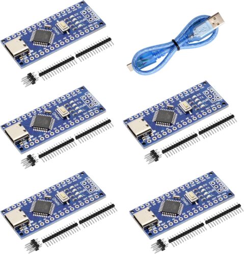 Nano V3.0 Board with Cable, AYWHP 5PCS Nano Board ATmega328P, CH340G Chip 5V 16M, Microcontroller Compatible with Arduino Nano (USB C Port)
