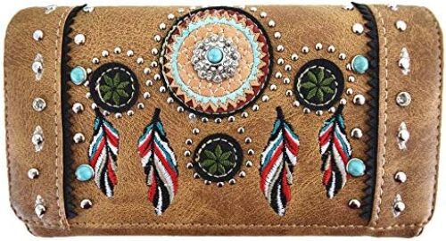 Native American Chieftain Cactus Feather Concealed Carry Purse Tote Handbag Women Shoulder Bag Wallet Set