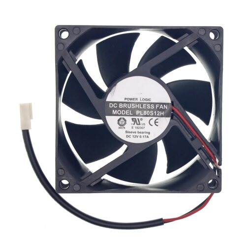 New Cooling Fan for PL80S12H DC 12V 0.17A 2-Wire Size: 80x80x25mm.