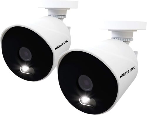 Night Owl 1080p HD Wired Indoor/Outdoor Add-On Cameras with Built-in Motion-Activated Spotlights, 100 ft. of Night Vision, Wide Viewing Angle and Color Night Vision (2-Pack)