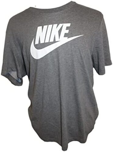Nike Men’s Sportswear Graphic Short Sleeve Shirt (Carbon Heather/White, Medium)