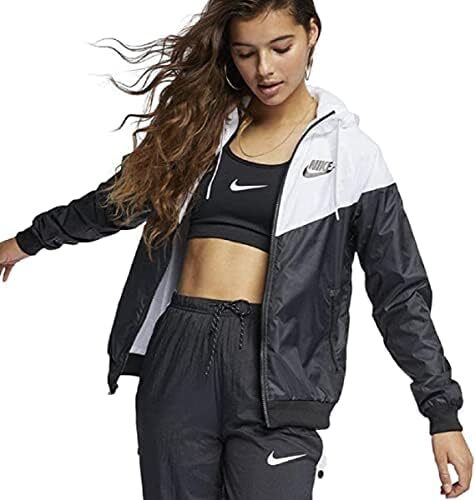 Nike Women’s Sportswear Windrunner Training Jacket – White, Black (as1, alpha, l, regular, regular, Black White, Large), CN6910-011